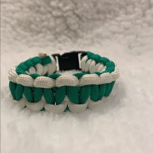 Homemade Green and White Paracord Bracelet
